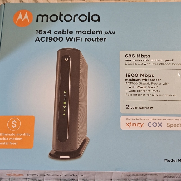 Motorola 16x4 cable modem plus ac1900 router model MG7550 - Picture 5 of 5